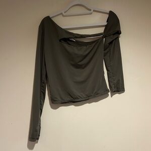 Cotton On Green Off the Shoulder Cutout Top Sz Med